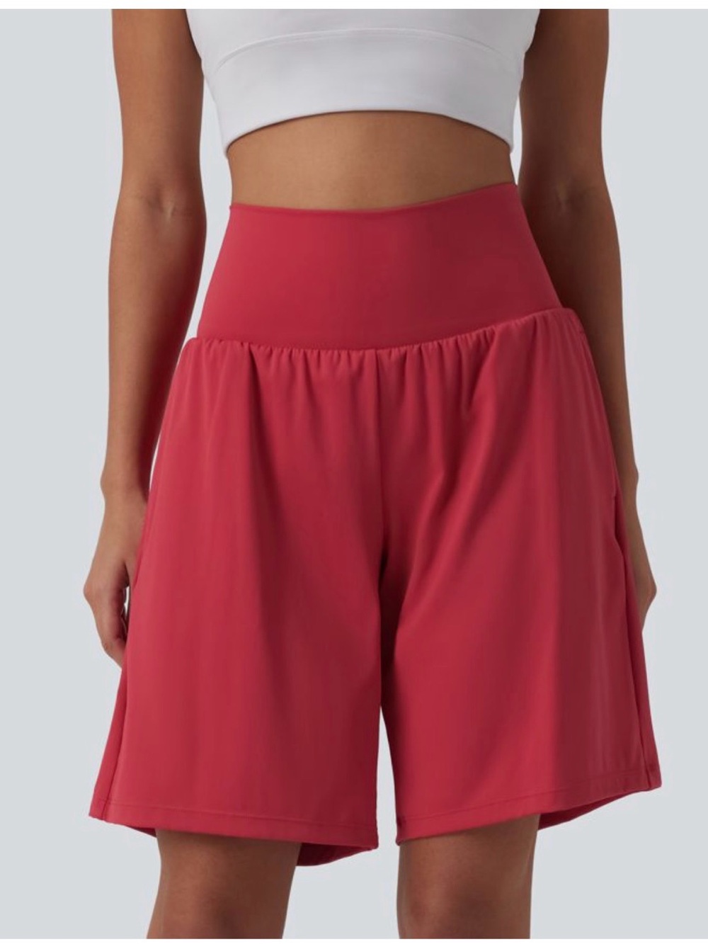 Halara SoftlyZero Airy Super High Waisted 2-in-1 Yoga Shorts 9” w pockets BLACK - Picture 8 of 10